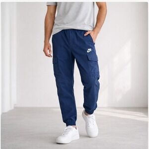 Nike Cargo Jogger Pants Mens Medium Navy Y2K Inspired Utility Streetwear